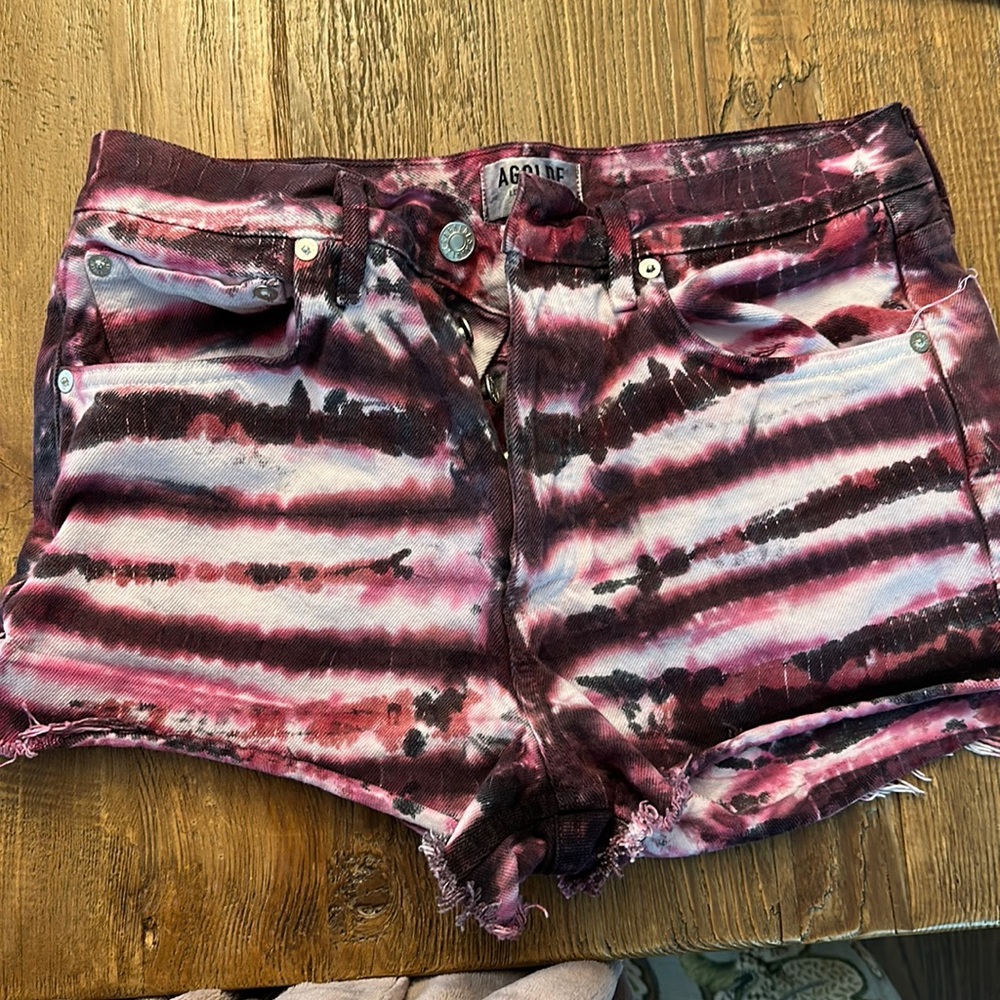 Agolde tie dye denim shorts
